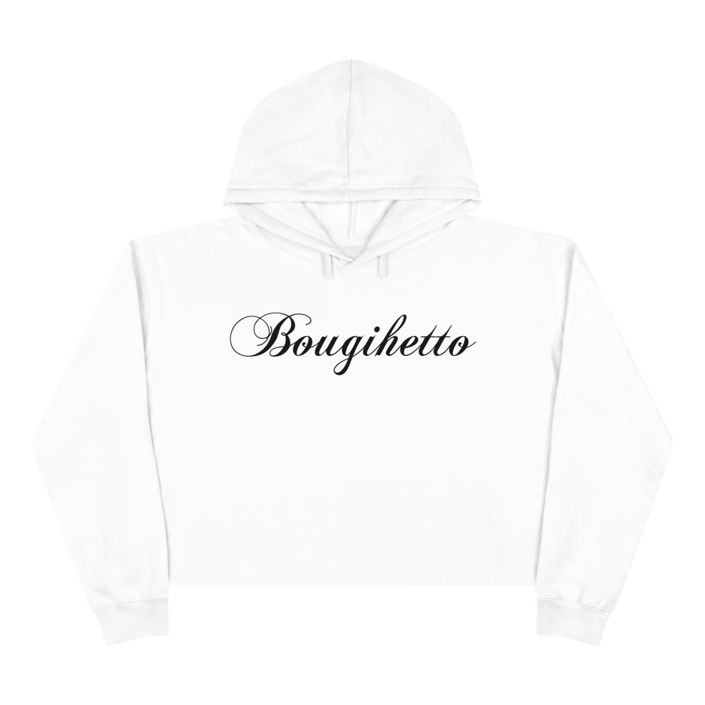 White Script Crop Hoodie